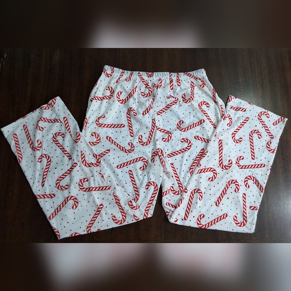 NEW Medium Women's Candy Cane Print Christmas Holiday Pajama Pants With Pockets - Picture 3 of 5